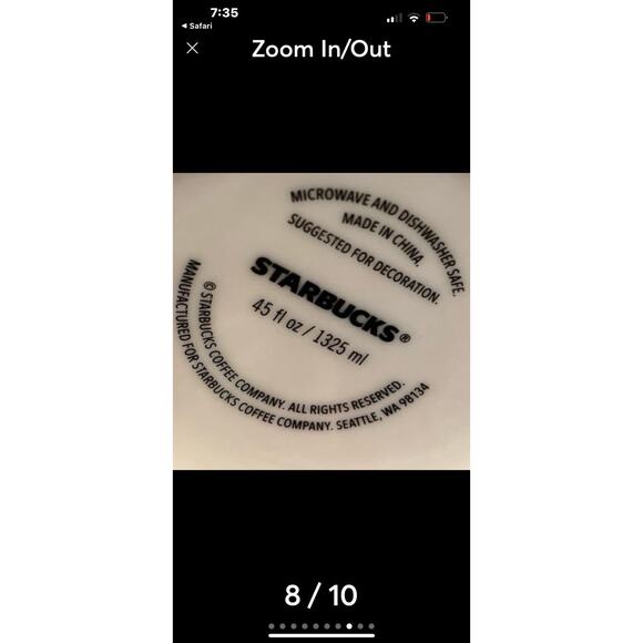 Rare Giant Starbucks 45 Oz. Ceramic Coffee Mug Cup Siren Mermaid Large Logo 6x6” - Picture 6 of 8